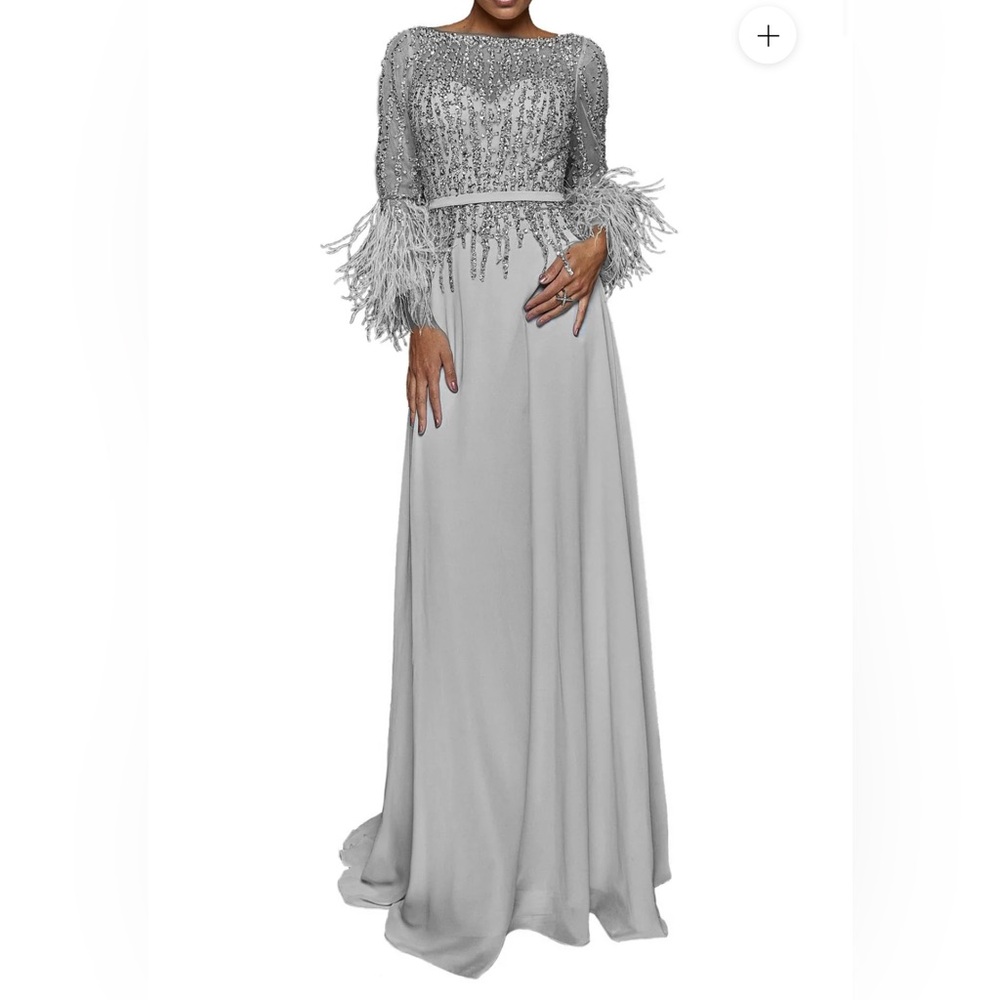 Elegant Gray Evening Gown/ Mother of the bride Terani Couture dress worn once